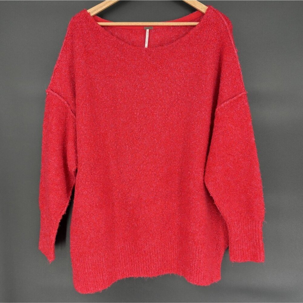 Free People Moira Slouchy Tunic Sweater S Cherry Fiz Combo Oversized Boho